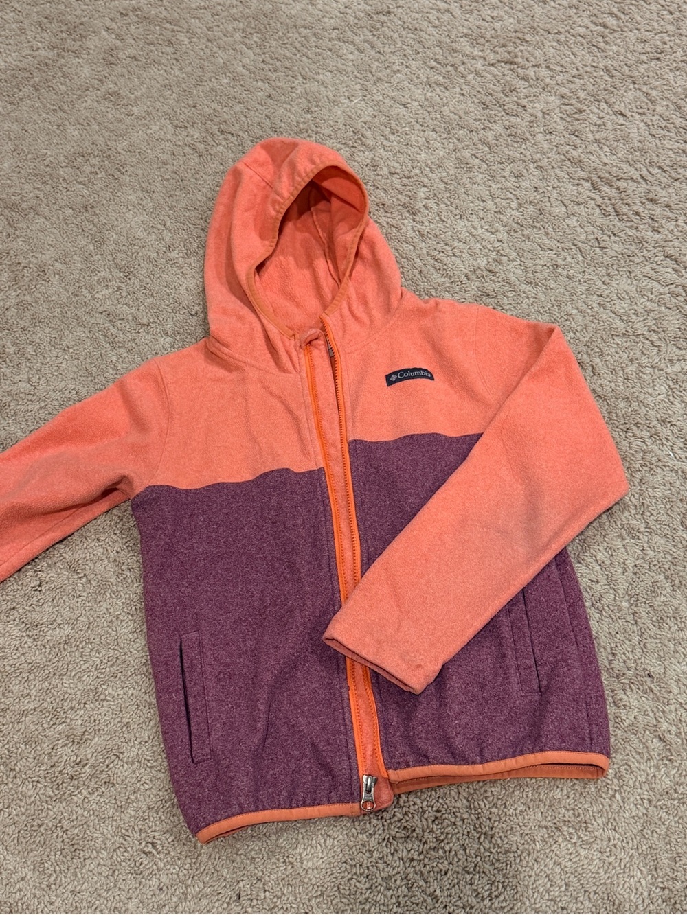 Columbia Kids' Hooded Fleece Jacket - Peach & Plum (10/12)